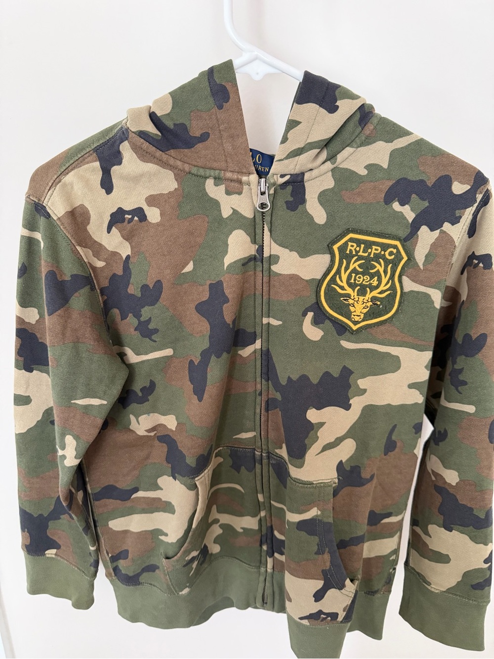 Ralph Lauren Kids Camouflage Lightweight Zipper Hoodie - #67 back patch 6️⃣7️⃣